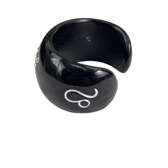 Black Jessica Kagan Cushman Leo Zodiac Cuff Bracelet With Silver Leo Symbols & R - Picture 3 of 8